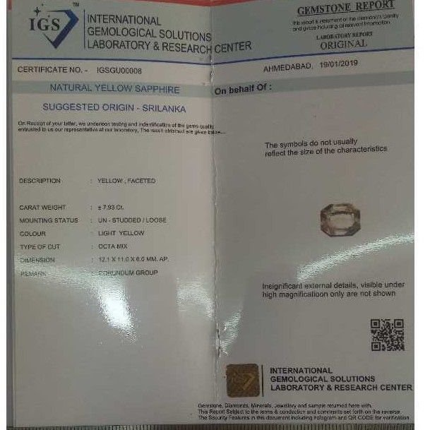 7.93ct rectangle  yellow-sapphire-pukhraj